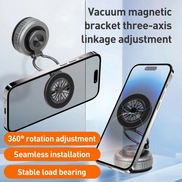 G511 Three-axis Folding Vacuum Adsorption Magnetic Car Phone Holder(Silver) - Universal Car Holders by buy2fix | Online Shopping UK | buy2fix