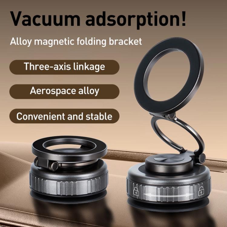 G512 Three-axis Folding Vacuum Adsorption Magnetic Car Phone Holder(Gun Metal) - Universal Car Holders by buy2fix | Online Shopping UK | buy2fix