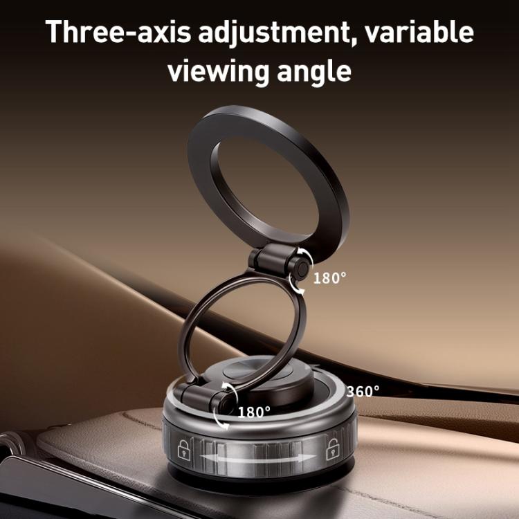 G512 Three-axis Folding Vacuum Adsorption Magnetic Car Phone Holder(Gun Metal) - Universal Car Holders by buy2fix | Online Shopping UK | buy2fix