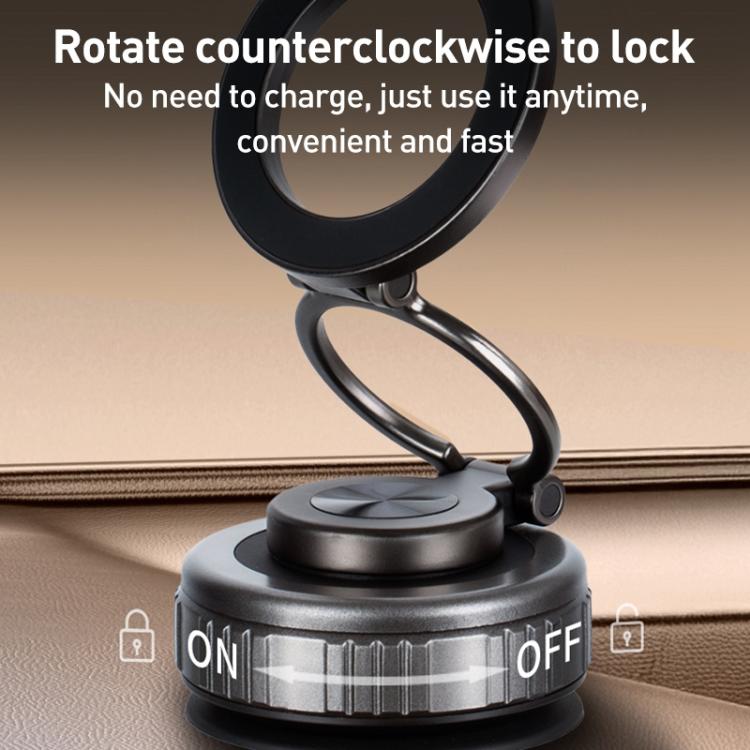 G512 Three-axis Folding Vacuum Adsorption Magnetic Car Phone Holder(Gun Metal) - Universal Car Holders by buy2fix | Online Shopping UK | buy2fix