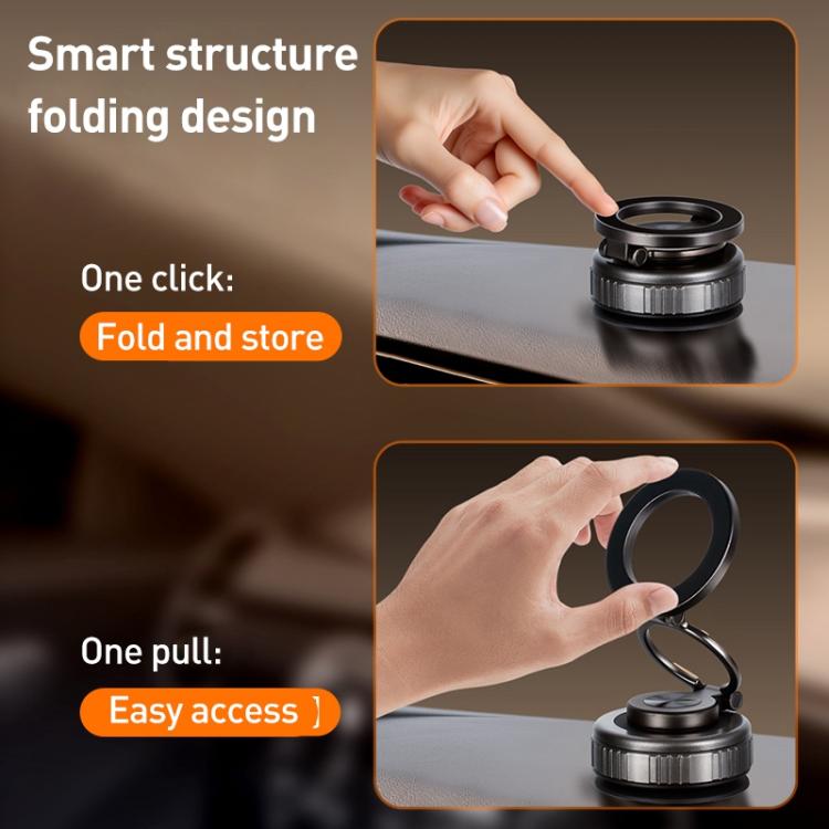 G512 Three-axis Folding Vacuum Adsorption Magnetic Car Phone Holder(Gun Metal) - Universal Car Holders by buy2fix | Online Shopping UK | buy2fix