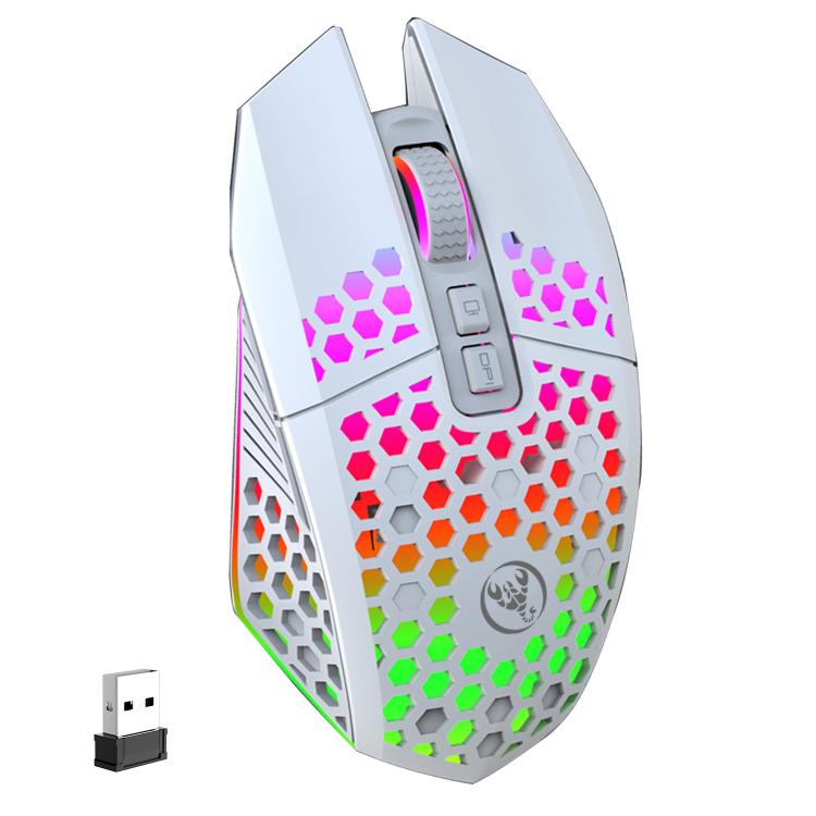HXSJ T500 Hole Mouse 2.4G Backlight Rechargeable Wireless Mouse(White) - Wireless Mice by HXSJ | Online Shopping UK | buy2fix