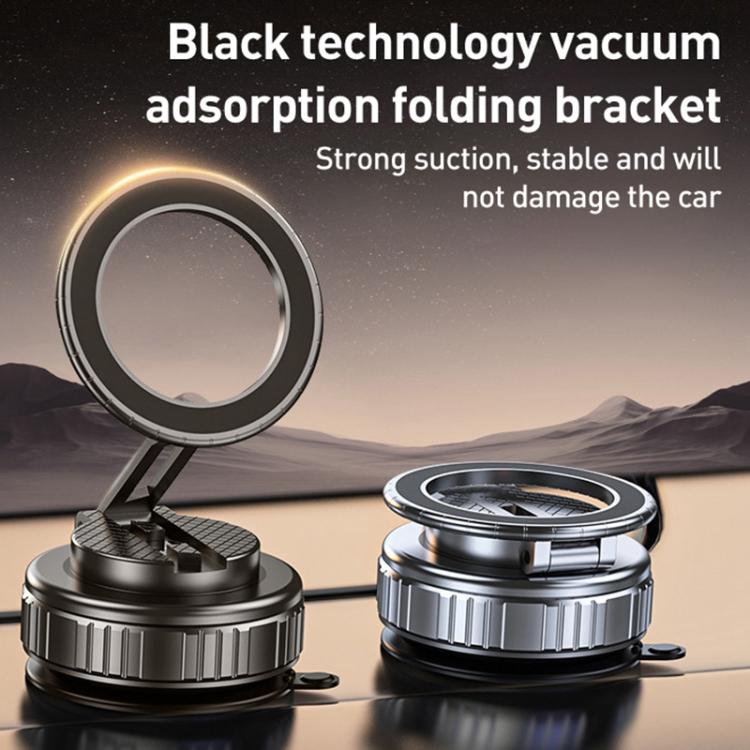G712 Three-axis Folding Vacuum Adsorption Magnetic Car Phone Holder(Black) - Universal Car Holders by buy2fix | Online Shopping UK | buy2fix