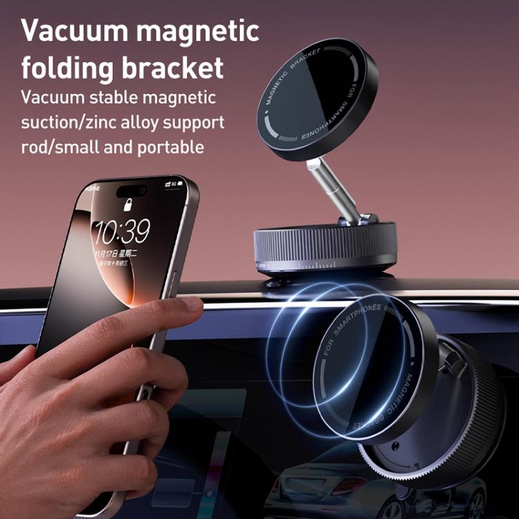 K10A Three-axis Folding Vacuum Adsorption Magnetic Car Phone Holder(White) - Universal Car Holders by buy2fix | Online Shopping UK | buy2fix