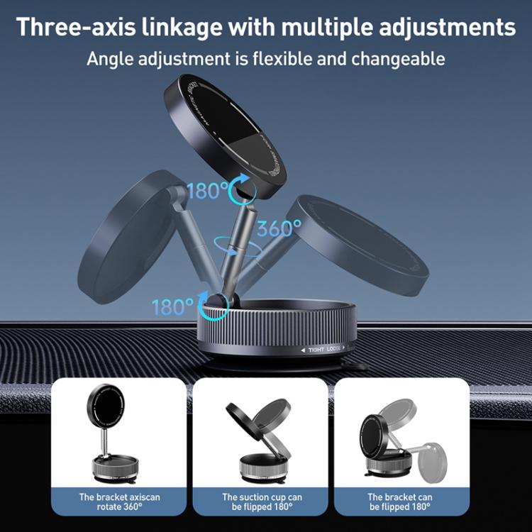 K10A Three-axis Folding Vacuum Adsorption Magnetic Car Phone Holder(White) - Universal Car Holders by buy2fix | Online Shopping UK | buy2fix