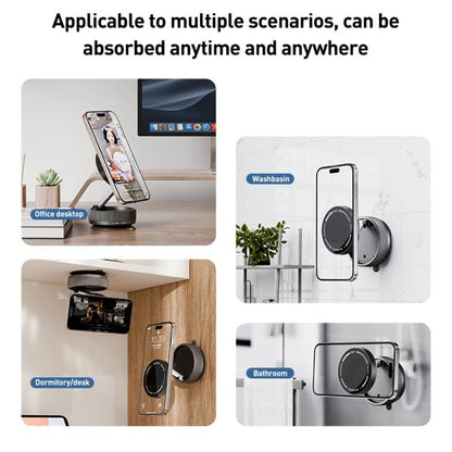 K10A Three-axis Folding Vacuum Adsorption Magnetic Car Phone Holder(White) - Universal Car Holders by buy2fix | Online Shopping UK | buy2fix