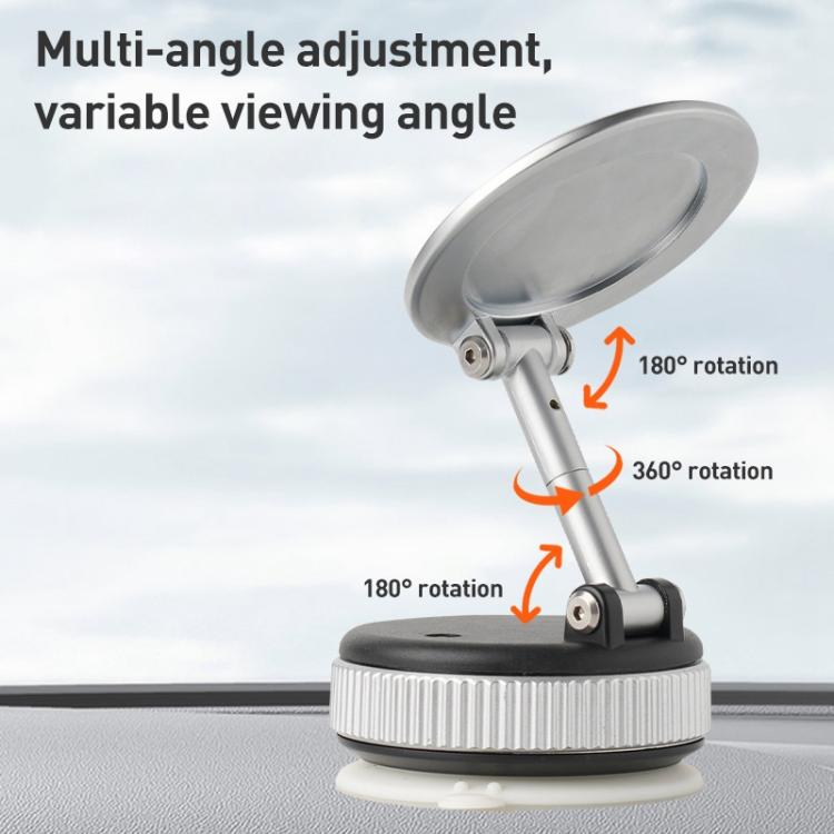 XZK103 Folding Vacuum Adsorption Magnetic Car Phone Holder(Silver) - Universal Car Holders by buy2fix | Online Shopping UK | buy2fix