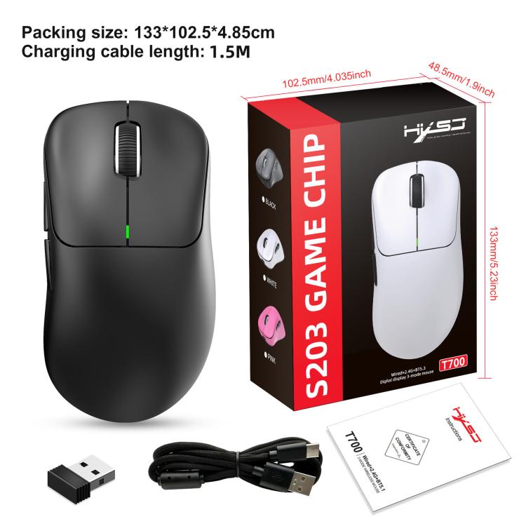 HXSJ T700 Tri-mode Lightweight Wireless Mouse(Black) - Wireless Mice by HXSJ | Online Shopping UK | buy2fix