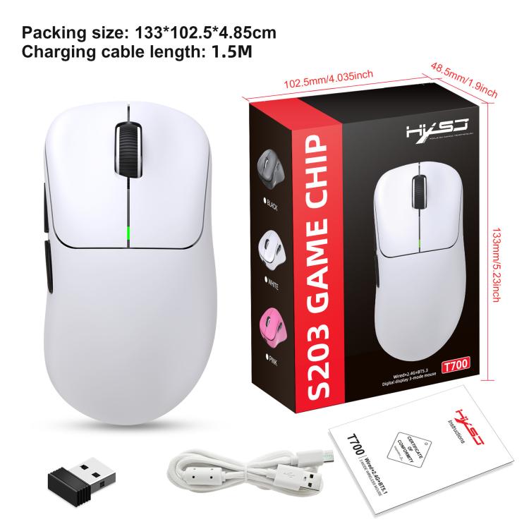 HXSJ T700 Tri-mode Lightweight Wireless Mouse(White) - Wireless Mice by HXSJ | Online Shopping UK | buy2fix
