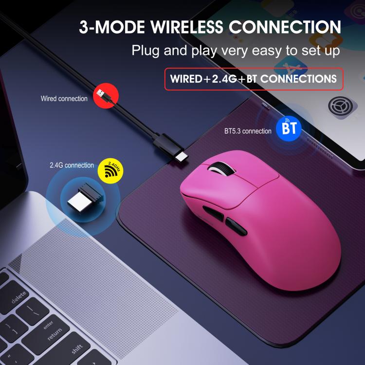 HXSJ T700 Tri-mode Lightweight Wireless Mouse(Pink) - Wireless Mice by HXSJ | Online Shopping UK | buy2fix