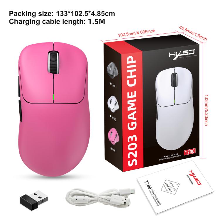 HXSJ T700 Tri-mode Lightweight Wireless Mouse(Pink) - Wireless Mice by HXSJ | Online Shopping UK | buy2fix