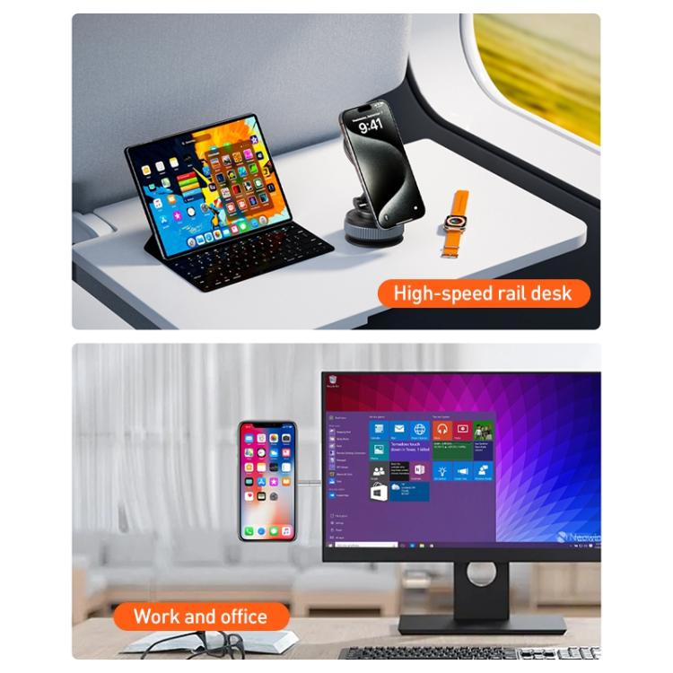 XZK104 2nd Generation Vacuum Adsorption Magnetic Folding Car Phone Holder(Silver D Type) - Universal Car Holders by buy2fix | Online Shopping UK | buy2fix