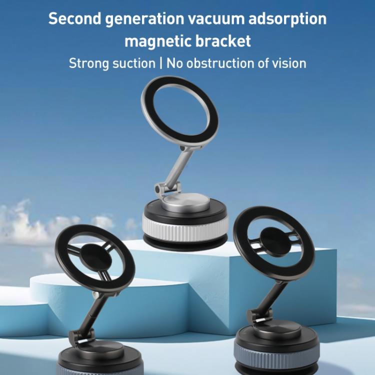 XZK104 2nd Generation Vacuum Adsorption Magnetic Folding Car Phone Holder(Gun Metal D Type) - Universal Car Holders by buy2fix | Online Shopping UK | buy2fix