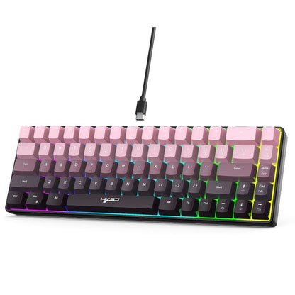 HXSJ V200 Gradient Color 68-key RGB Backlight Wired Membrane Keyboard(Pink) - Wired Keyboard by HXSJ | Online Shopping UK | buy2fix