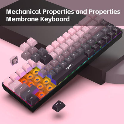 HXSJ V200 Gradient Color 68-key RGB Backlight Wired Membrane Keyboard(Pink) - Wired Keyboard by HXSJ | Online Shopping UK | buy2fix