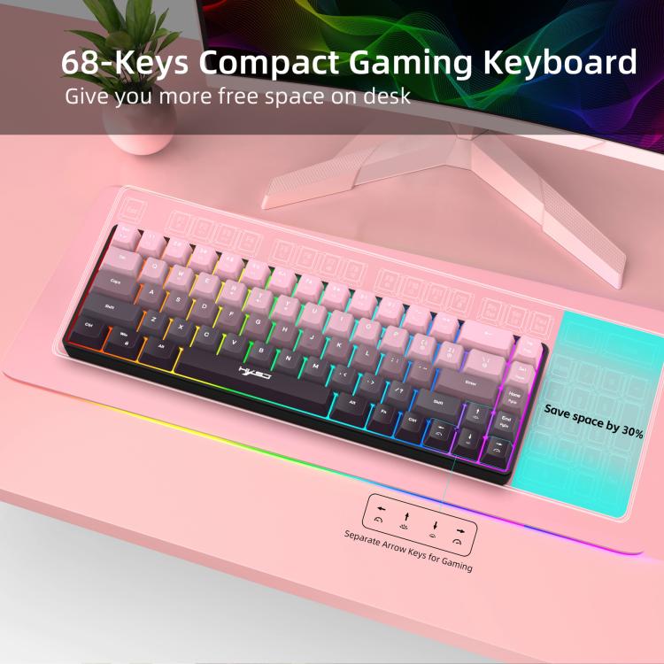 HXSJ V200 Gradient Color 68-key RGB Backlight Wired Membrane Keyboard(Pink) - Wired Keyboard by HXSJ | Online Shopping UK | buy2fix