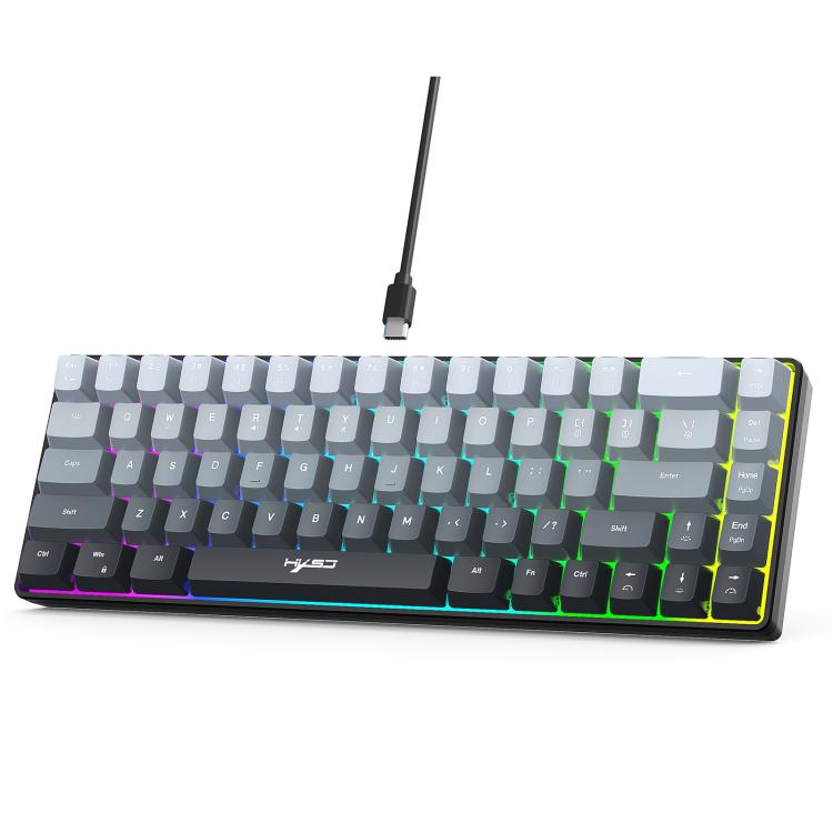 HXSJ V200 Gradient Color 68-key RGB Backlight Wired Membrane Keyboard(Black) - Wired Keyboard by HXSJ | Online Shopping UK | buy2fix