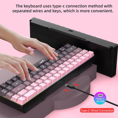 HXSJ V200 Gradient Color 68-key RGB Backlight Wired Membrane Keyboard(Black) - Wired Keyboard by HXSJ | Online Shopping UK | buy2fix