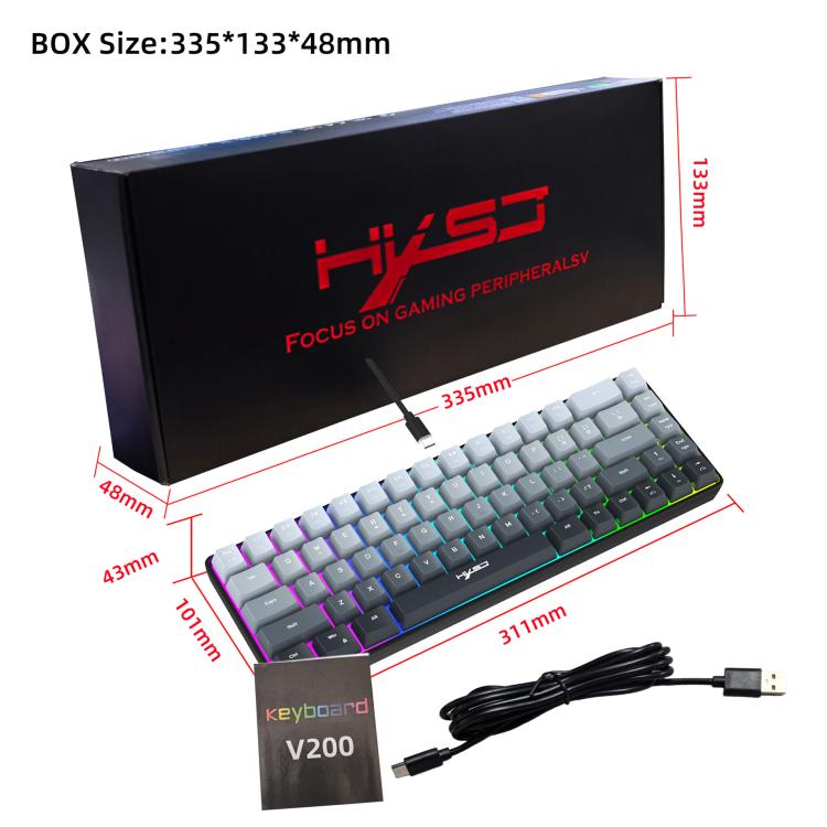 HXSJ V200 Gradient Color 68-key RGB Backlight Wired Membrane Keyboard(Black) - Wired Keyboard by HXSJ | Online Shopping UK | buy2fix