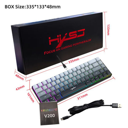 HXSJ V200 Gradient Color 68-key RGB Backlight Wired Membrane Keyboard(Black) - Wired Keyboard by HXSJ | Online Shopping UK | buy2fix