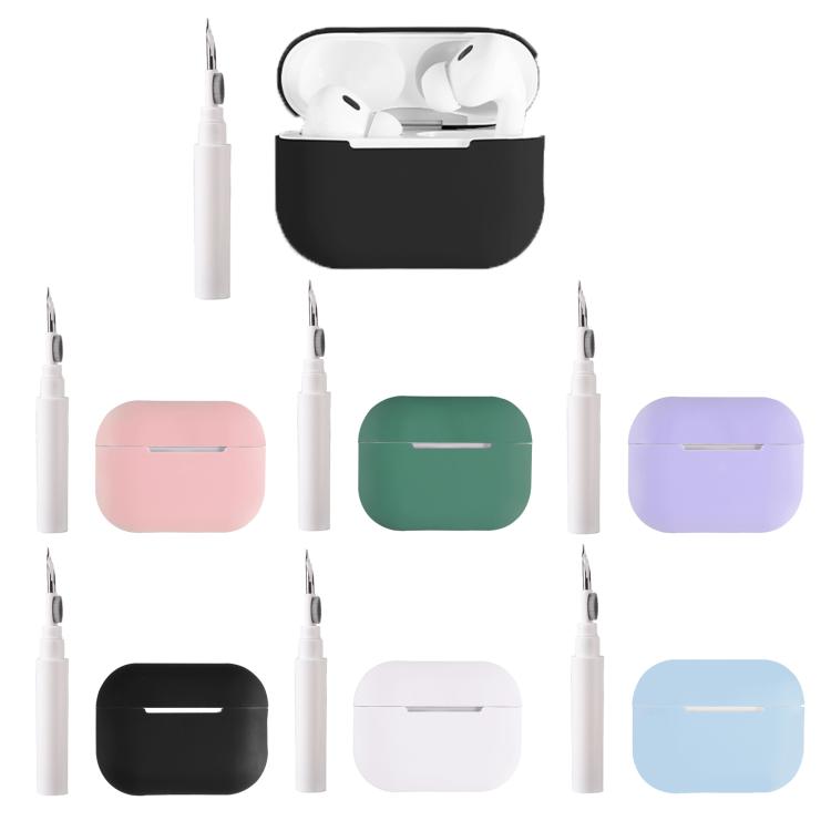 For AirPods Pro 2 Silicone Earphone Protective Case with Cleaning Pen(Pink) - For AirPods Pro 2 by buy2fix | Online Shopping UK | buy2fix