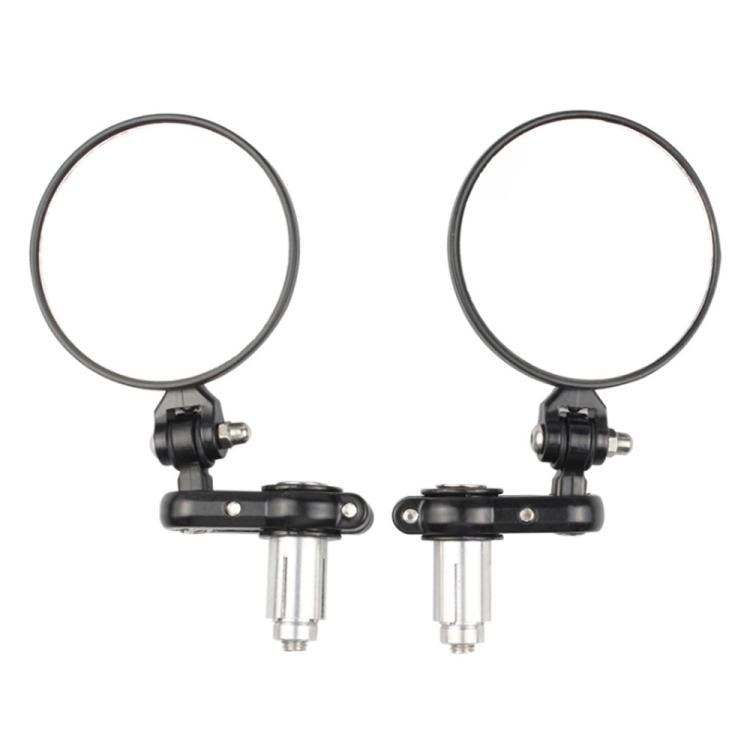 2pcs/Set Folding Motorcycle Handlebar Rearview Mirror Round Reversing Mirror(Black) - Side Mirrors by buy2fix | Online Shopping UK | buy2fix
