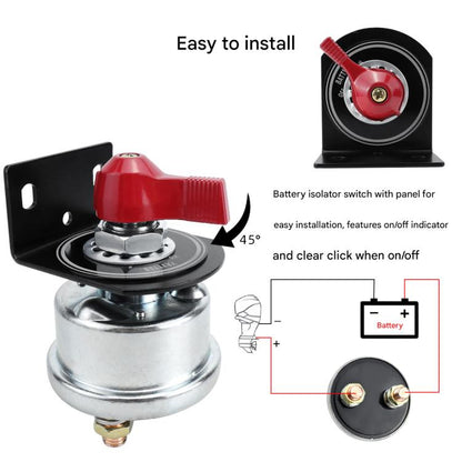 12-24V 200A High Current Battery Disconnect Switch with Bracket(Red Handle) - Car Switches by buy2fix | Online Shopping UK | buy2fix