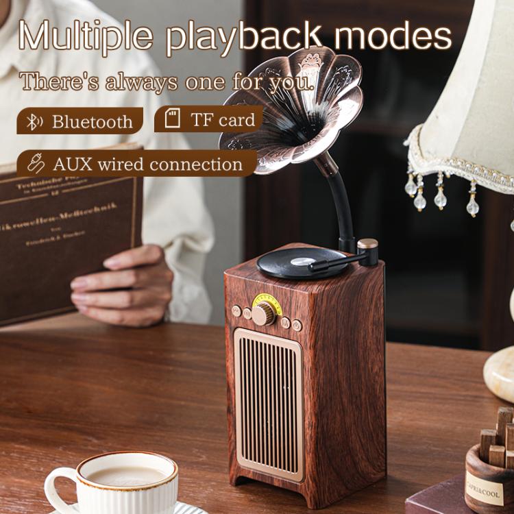 H3 Morning Glory Retro Wireless Bluetooth Speaker(Brown) - Desktop Speaker by buy2fix | Online Shopping UK | buy2fix