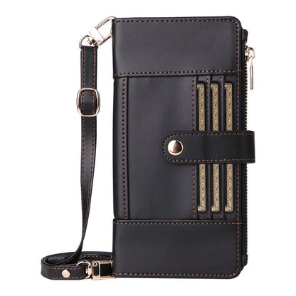 For Google Pixel 10 Pro XL Crossbody Strap RFID Blocking Zipper Wallet Leather Phone Case(Black) - Google Cases by buy2fix | Online Shopping UK | buy2fix