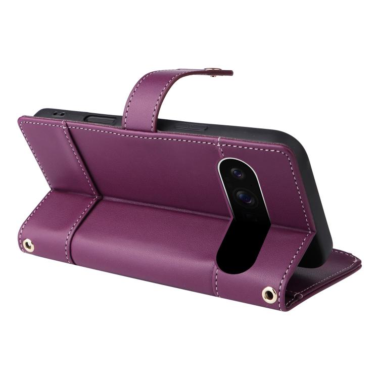 For Google Pixel 10 Pro XL Crossbody Strap RFID Blocking Zipper Wallet Leather Phone Case(Purple) - Google Cases by buy2fix | Online Shopping UK | buy2fix