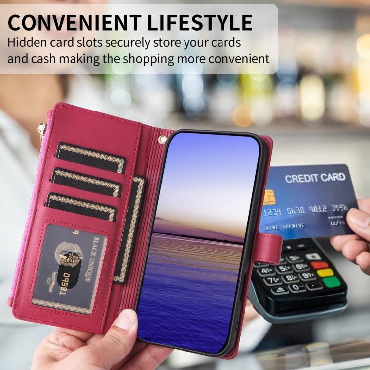 For Google Pixel 10 Pro XL Crossbody Strap RFID Blocking Zipper Wallet Leather Phone Case(Red) - Google Cases by buy2fix | Online Shopping UK | buy2fix