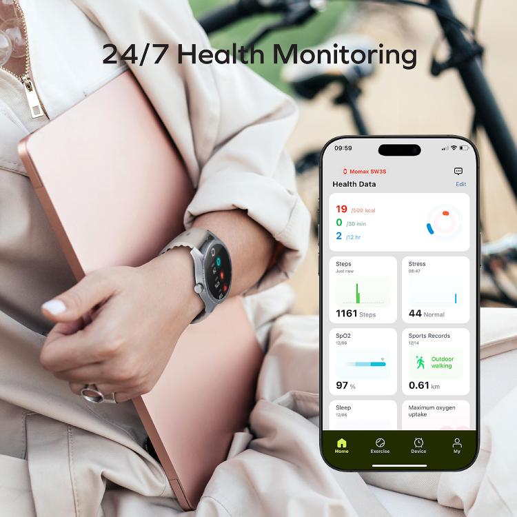 MOMAX SW2S 1.38 inch Screen IP68 Waterproof Smart Sports Watch(Black) - Smart Watches by MOMAX | Online Shopping UK | buy2fix