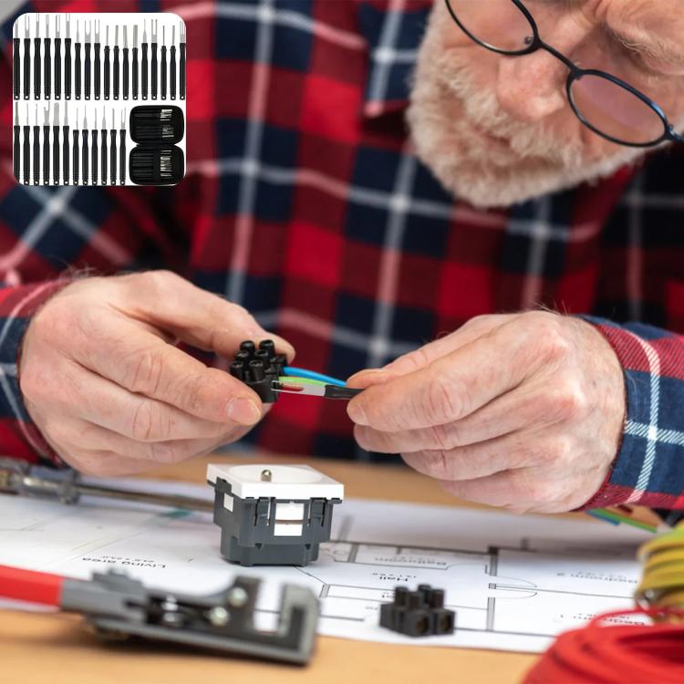 30pcs / Set Car Wire Harness Terminal Pin Removal Tool(Black Long Handle) - Booster Cable & Clip by buy2fix | Online Shopping UK | buy2fix