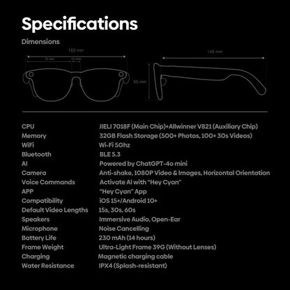 Zeblaze Eyewear AI Shooting Glasses Open-ear Audio AI Assistance(Sunglasses Lenses) - Smart Glasses by Zeblaze | Online Shopping UK | buy2fix