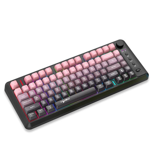 HXSJ L400 Three-mode Wireless RGB Light Thin Film 81 Keys Keyboard(Gradient Black Pink) - Wireless Keyboard by HXSJ | Online Shopping UK | buy2fix