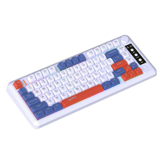 HXSJ L400 Three-mode Wireless RGB Light Thin Film 81 Keys Keyboard(Blue White Red) - Wireless Keyboard by HXSJ | Online Shopping UK | buy2fix