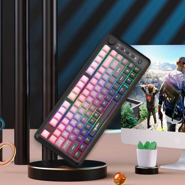 HXSJ L400 Three-mode Wireless RGB Light Thin Film 81 Keys Keyboard(Blue White Red) - Wireless Keyboard by HXSJ | Online Shopping UK | buy2fix