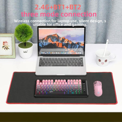 HXSJ L400 Three-mode Wireless RGB Light Thin Film 81 Keys Keyboard(Black White Blue) - Wireless Keyboard by HXSJ | Online Shopping UK | buy2fix