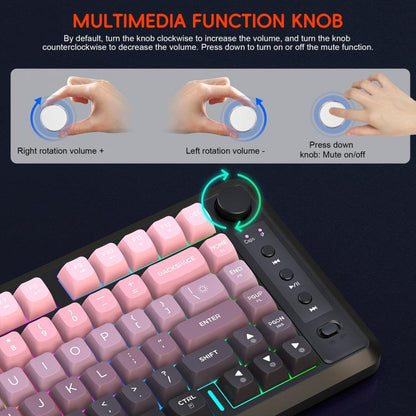 HXSJ L400 Three-mode Wireless RGB Light Thin Film 81 Keys Keyboard(Blue White Red) - Wireless Keyboard by HXSJ | Online Shopping UK | buy2fix