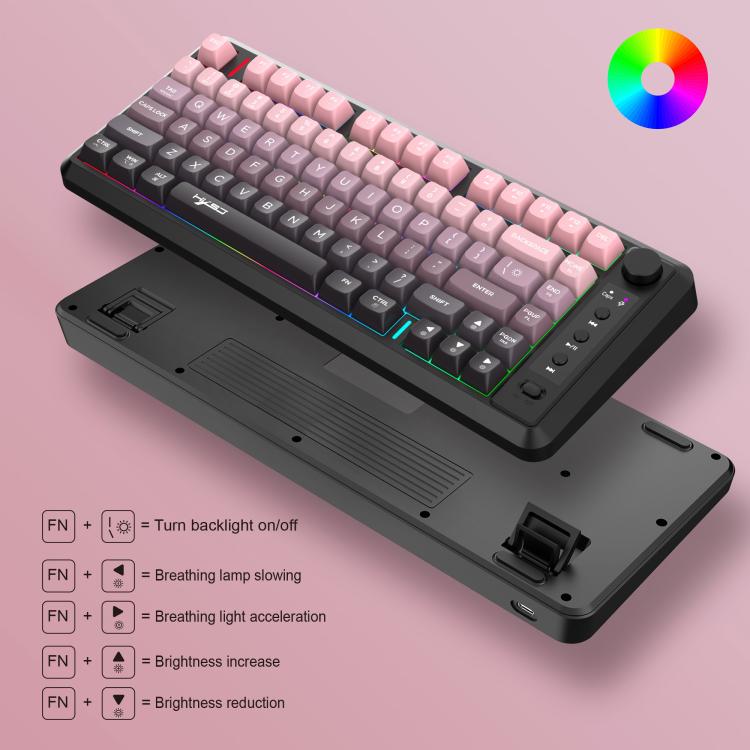 HXSJ L400 Three-mode Wireless RGB Light Thin Film 81 Keys Keyboard(Blue White Red) - Wireless Keyboard by HXSJ | Online Shopping UK | buy2fix