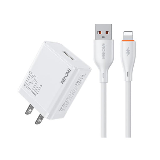 US Plug WK WP-U76 Kinkong 12W USB Charger Set(with 8 Pin Cable)