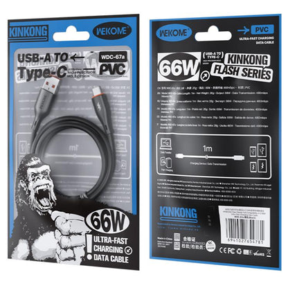 WK WDC-67a Kinkong 1m 66W PVC Data Cable, Interface:USB to Type-C(Black) - USB-C & Type-C Cable by WK | Online Shopping UK | buy2fix