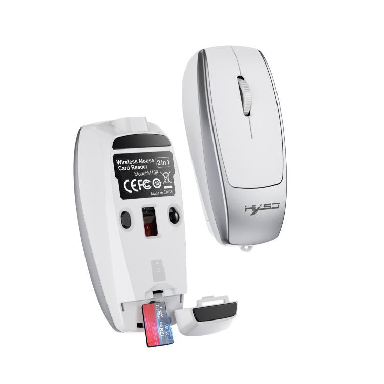 HXSJ M109 Mini Wireless Mouse, 3D Right, TF Card Reader, 4D Mute Buttons(Space Silver) - Wireless Mice by HXSJ | Online Shopping UK | buy2fix
