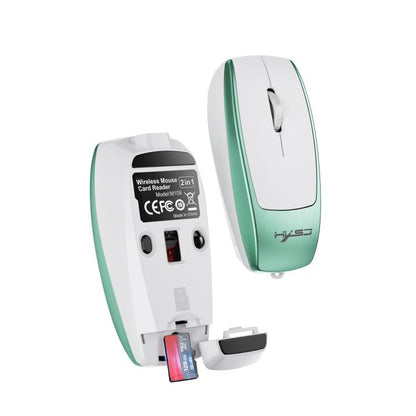 HXSJ M109 Mini Wireless Mouse, 3D Right, TF Card Reader, 4D Mute Buttons(Light Green) - Wireless Mice by HXSJ | Online Shopping UK | buy2fix
