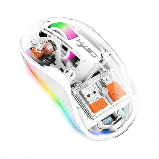 HXSJ M333 Three Modes Transparent Wireless Mouse(White) - Wireless Mice by HXSJ | Online Shopping UK | buy2fix