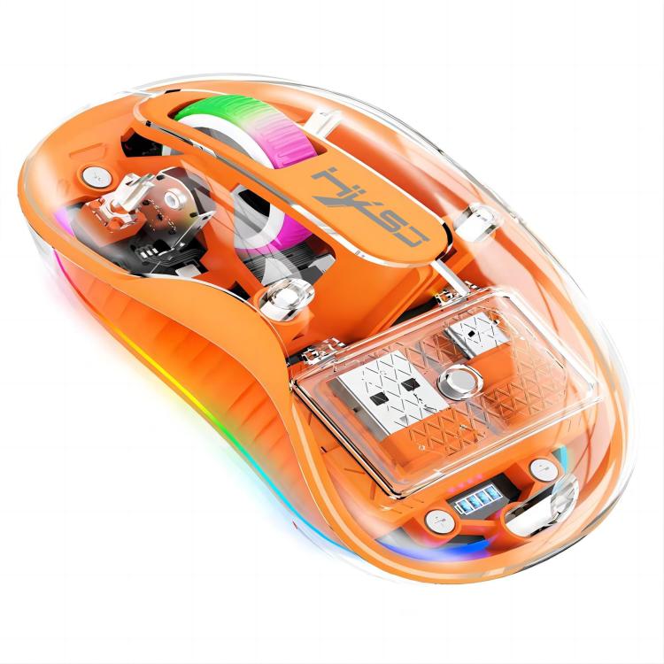 HXSJ M333 Three Modes Transparent Wireless Mouse(Orange) - Wireless Mice by HXSJ | Online Shopping UK | buy2fix