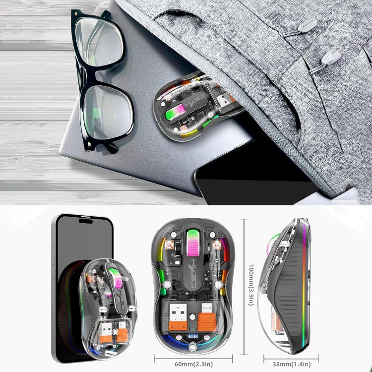 HXSJ M333 Three Modes Transparent Wireless Mouse(Blue) - Wireless Mice by HXSJ | Online Shopping UK | buy2fix