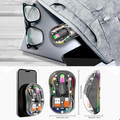 HXSJ M333 Three Modes Transparent Wireless Mouse(Blue) - Wireless Mice by HXSJ | Online Shopping UK | buy2fix