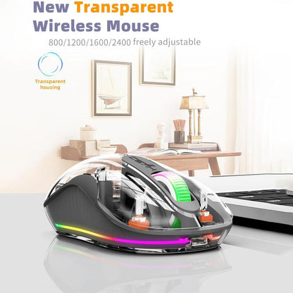 HXSJ M333 Three Modes Transparent Wireless Mouse(Orange) - Wireless Mice by HXSJ | Online Shopping UK | buy2fix