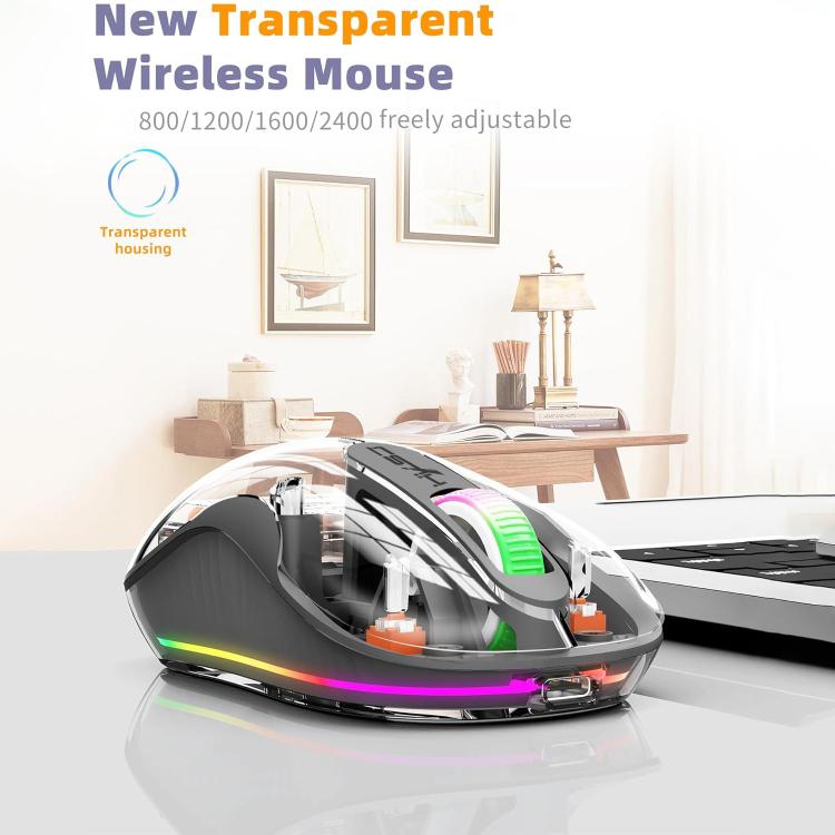 HXSJ M333 Three Modes Transparent Wireless Mouse(White) - Wireless Mice by HXSJ | Online Shopping UK | buy2fix